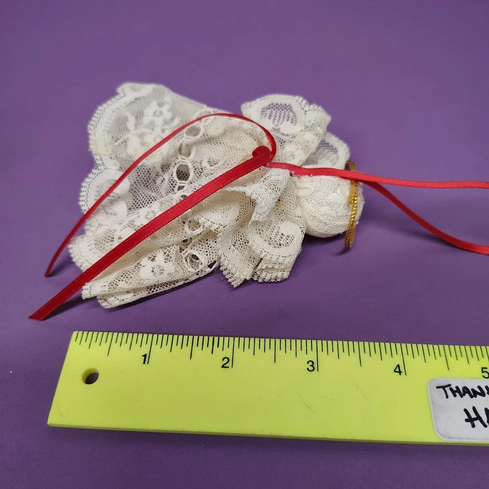 Lot of 2 Angels Vtg‎ Handmade Ornaments Crochet Lace Religious Christmas Decor